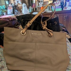 Michael Kors Taupe and Black Tote Bag